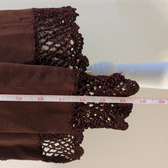 Notations Chocolate Cardi w/Hand Crochet Lace Trim Size Medium - Picture 14 of 16